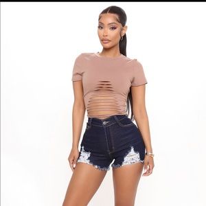 FASHION NOVA BROWN CROP TOP